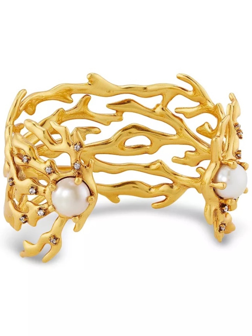 Kendra Scott Shea Pavé & Cultured Freshwater Pearl Coral Statement Cuff Bracelet